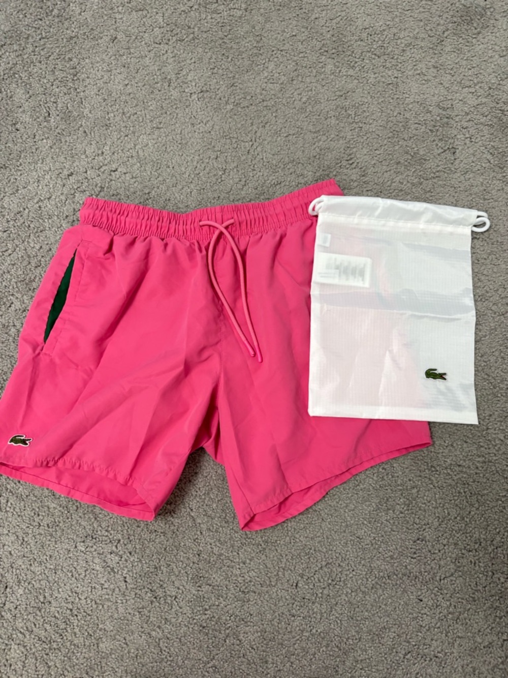 Men’s Lacoste Swim trunks Quick-Dry Shorts 5.5" Size Small Pink